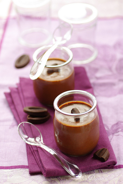 Butterscotch and chocolate pudding (pots de crème au caramel et chocolat)