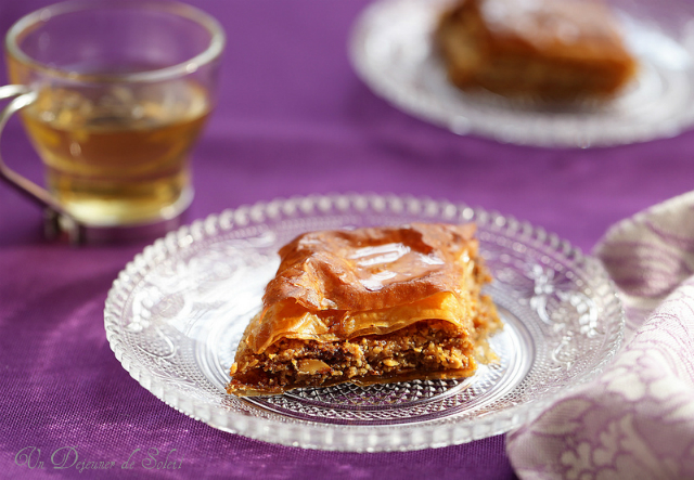 baklava amandes noix rose fleur oranger pâte phyllo