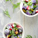 salade pommes de terre violette herbes lait fermente