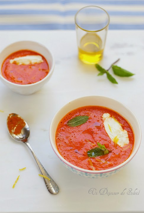 soupe froide poivrons tomate ricotta