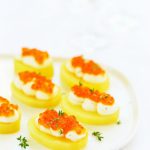 canapes pommes de terre fromage frais oeufs de saumon