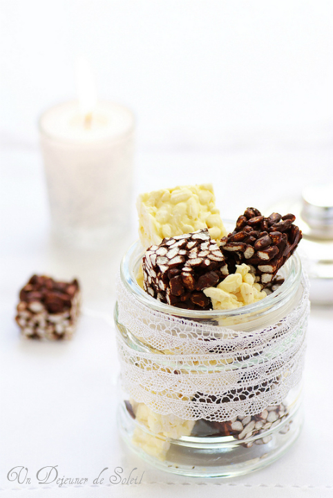 Riz soufflé au chocolat blanc à la pistache - Le tablier de Cécile