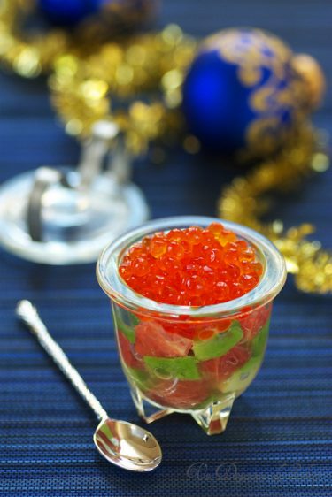tartare avocat pomelo oeufs saumon