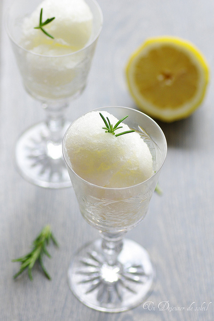 Sorbet au citron et romarin (avec ou sans sorbetière) - Lemon sorbet