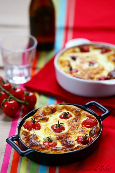 Clafoutis salé aux tomates cerise et au chèvre