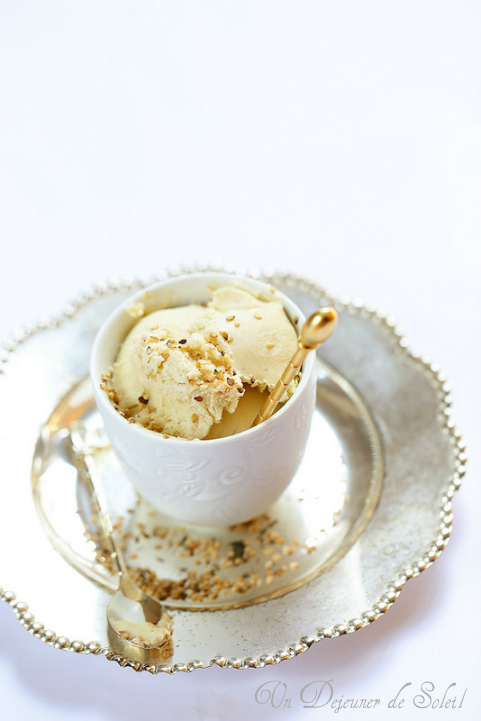 Glace au sésame (tahini) et au miel (sans oeufs) - Sesame and honey ice-cream