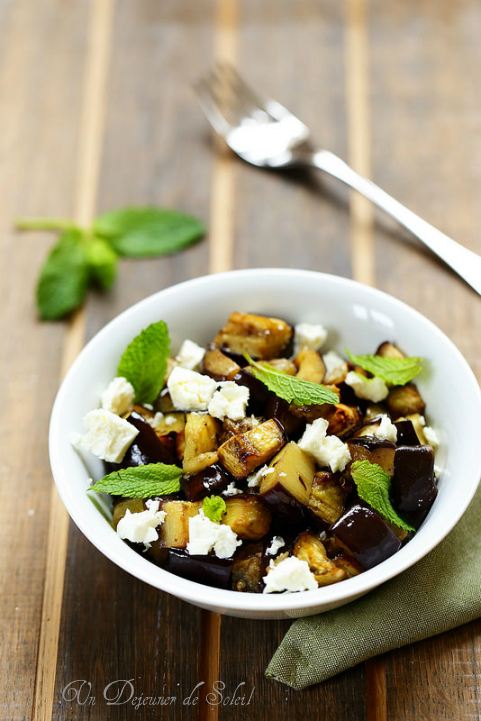 salade aubergines roties feta