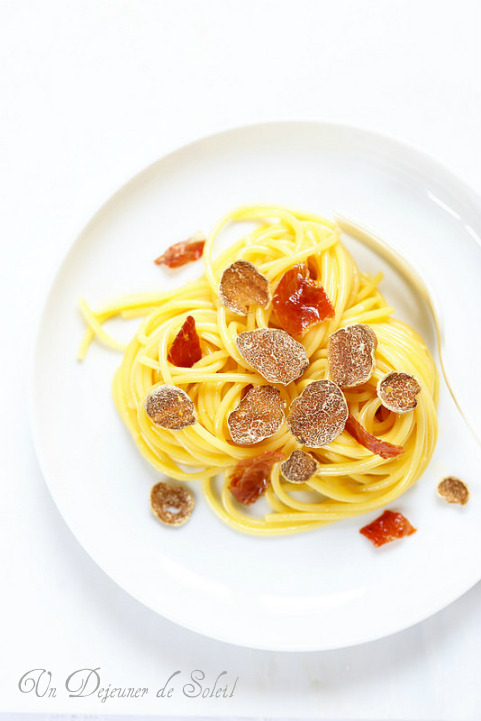 Spaghetti carbonara à la truffe blanche Piemont