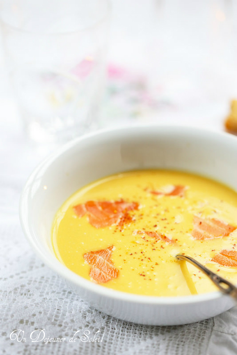 soupe veloute butternut coco saumon