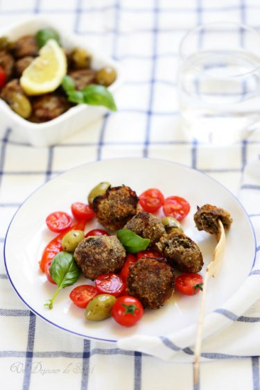 boulettes viande aubergines olives