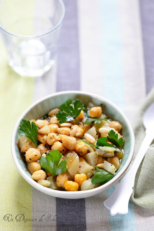 Salade de pois chiche à l'ail et aux deux citrons