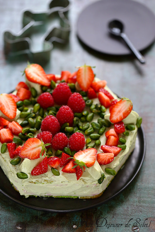 gateau entremets pistache framboise