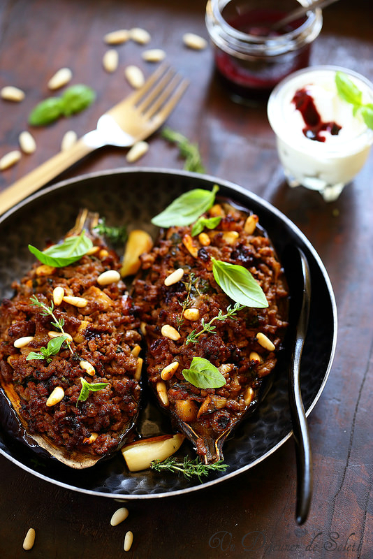 aubergines farcies viande mediterraneenne