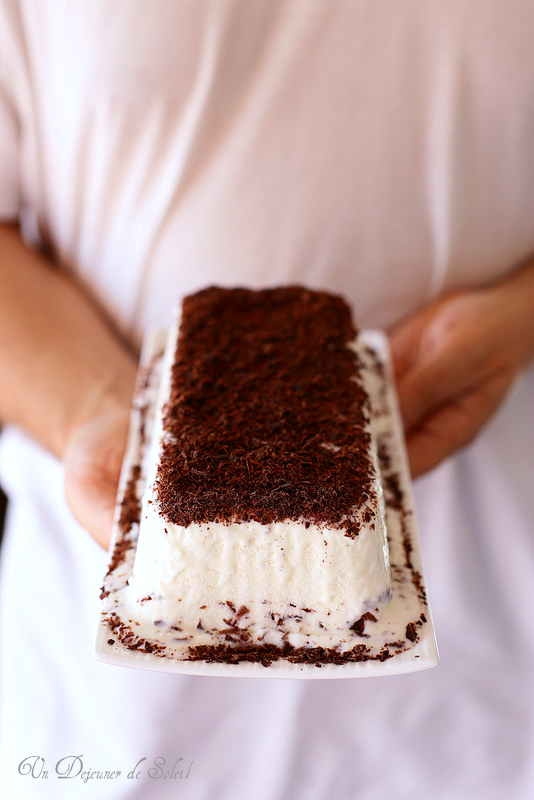 Gâteau glacé vanille chocolat façon stracciatella 