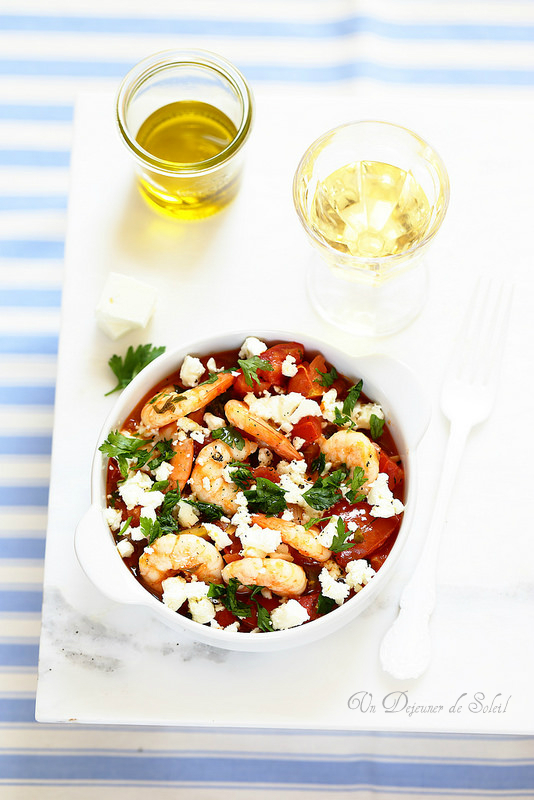 crevettes saganaki tomate feta recette grecque