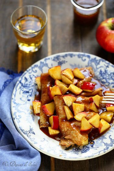 crepes cidre pommes sauce caramel