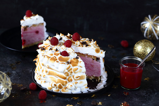 Bombe Alaska glace framboise panettone