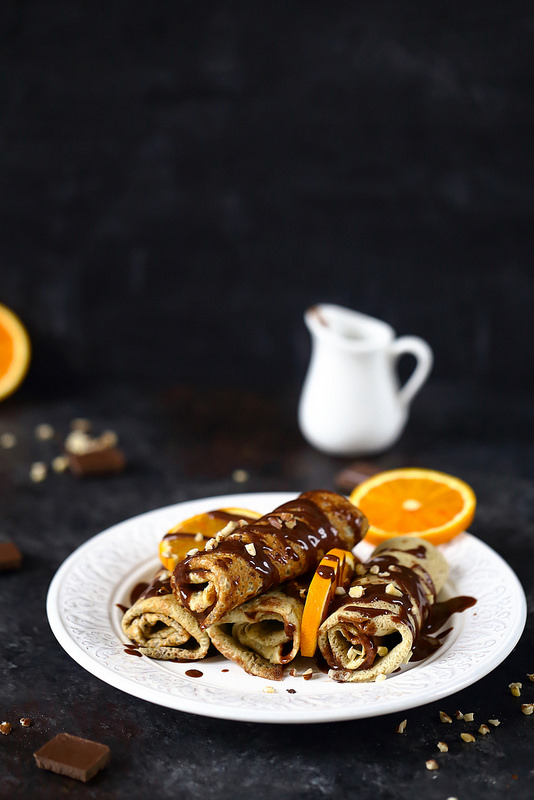 Crêpes au chocolat et noisettes ou gianduia