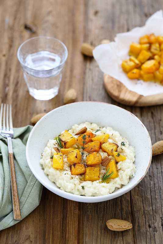 Risotto amandes, courge rôtie