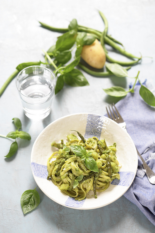 Pâtes au pesto comme en Ligurie (Italie). Plat facile, végétale et succulent