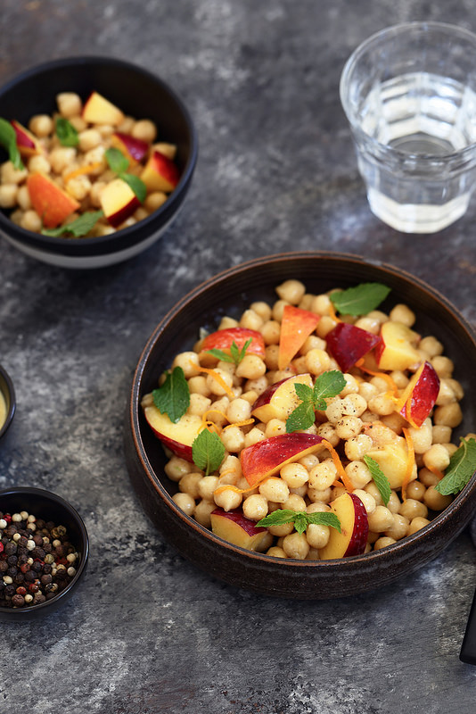 Salade pois chiches nectarine rapide parfumee