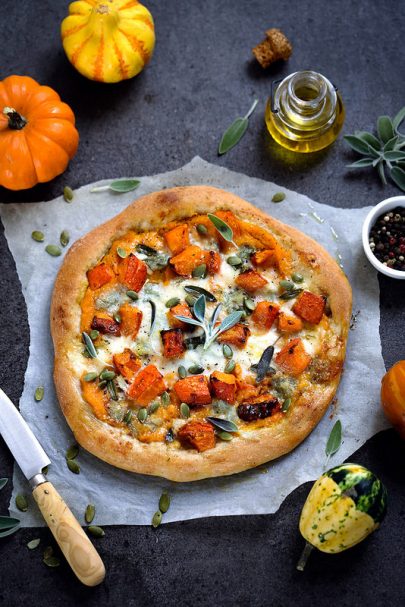 Pizza aux deux courges et gorgonzola