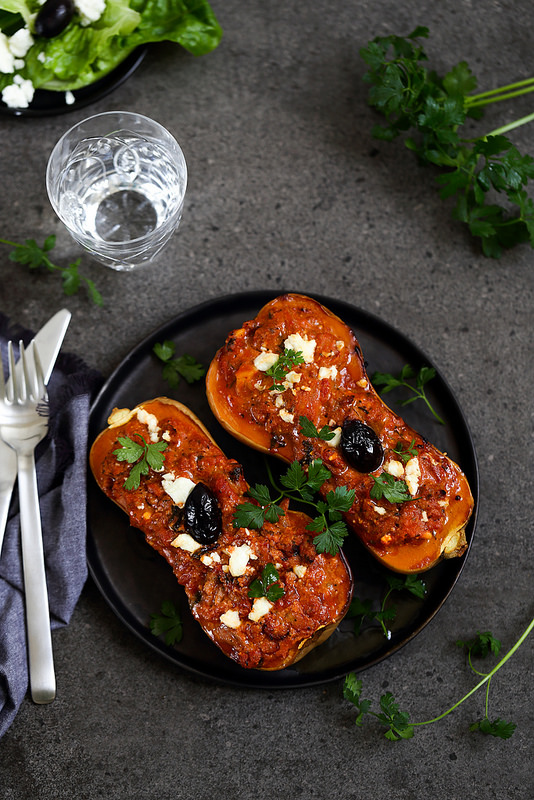 Courge butternut farcie viande feta recette facile bon marché