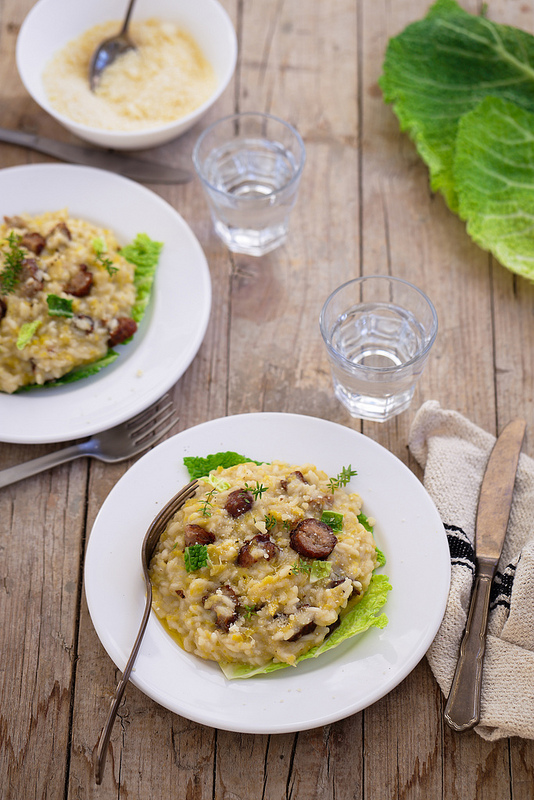 Risotto chou saucisse recette italienne