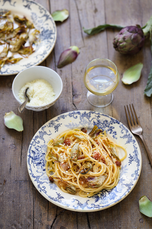 Recette pâtes carbonara classique avex artichauts