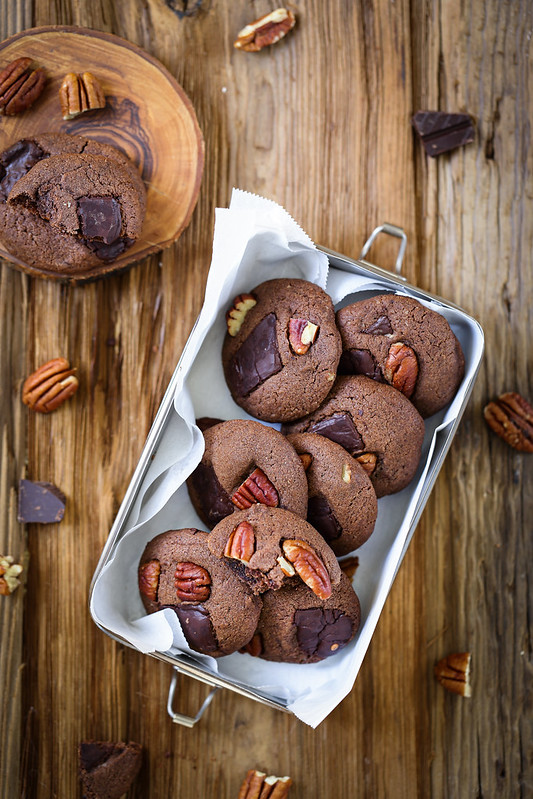 Cookies tout chocolat aux noix de pécan - Recette facile pour le