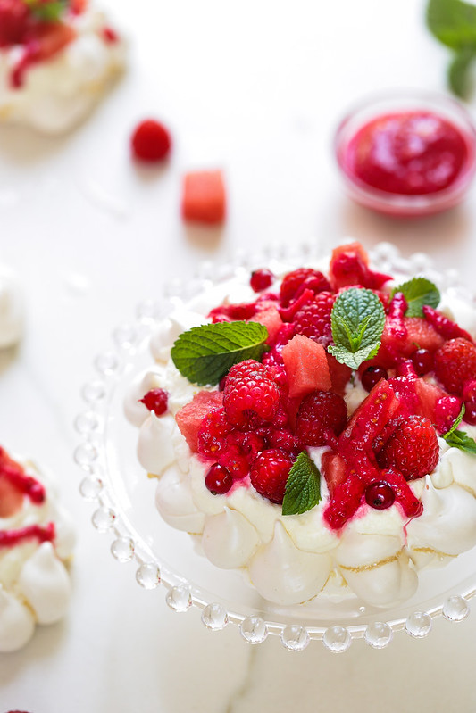 Pavlova pasteque framboise (meringue chantilly)