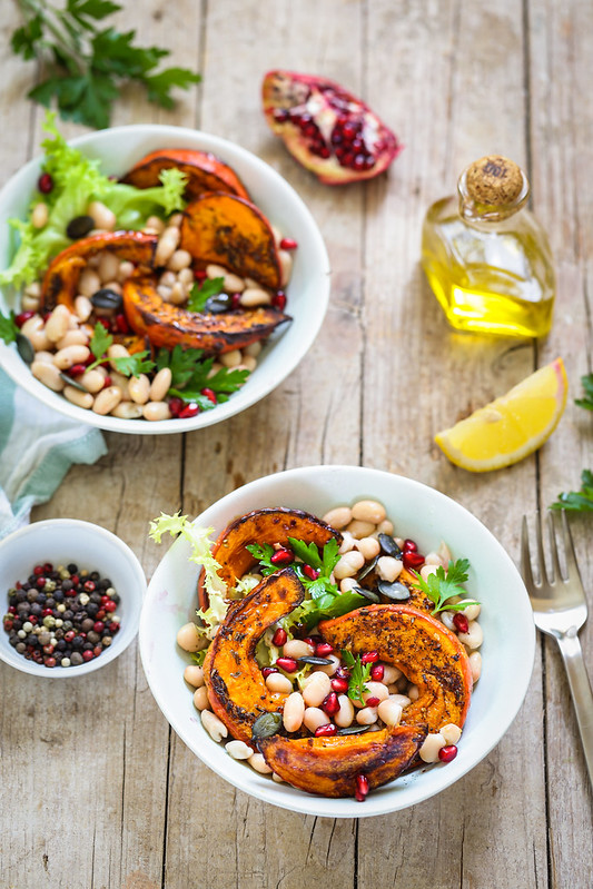 Salade haricots blancs potimarron roti recette