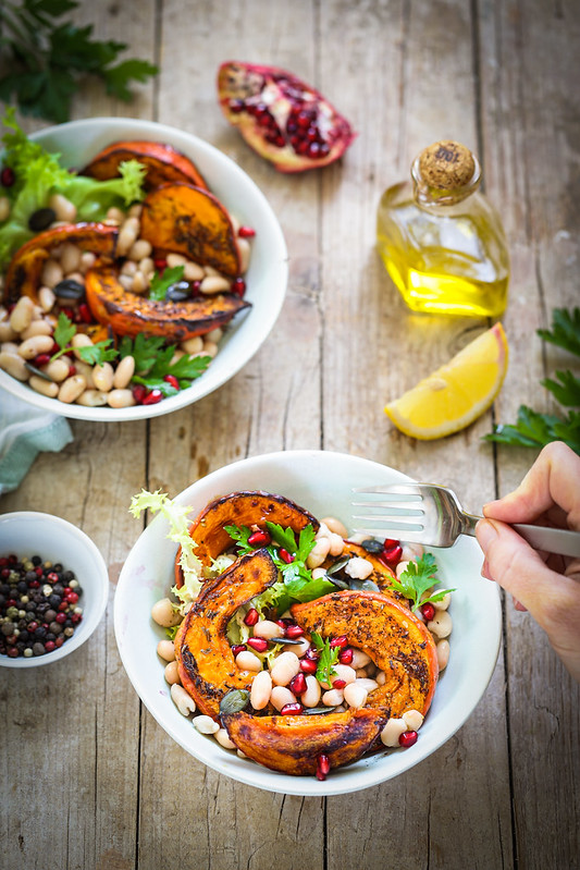 Salade potimarron roti haricots blancs facile