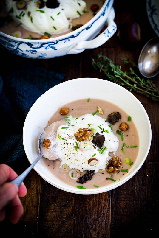 Soupe chataignes cappuccino recette vegetarienne facile