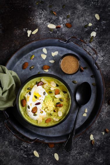 Soupe brocoli puree amandes yaourt recette vegetarienne