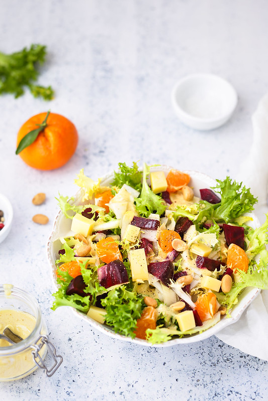 salade frisee betterave endive fromage recette vegetarienne