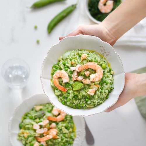 Risotto petits pois crevettes epinards recette facile legere