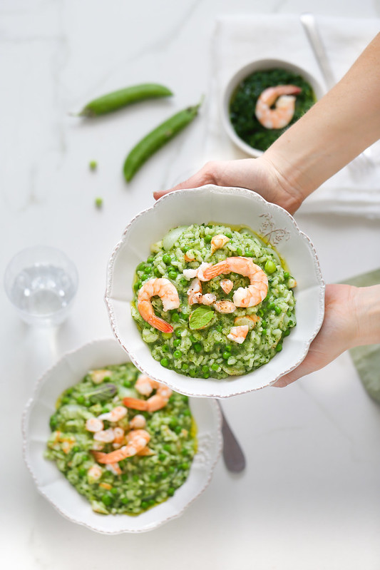 Risotto petits pois crevettes epinards recette facile legere