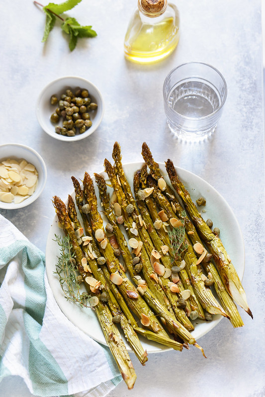 asperges roties capres amandes vegan