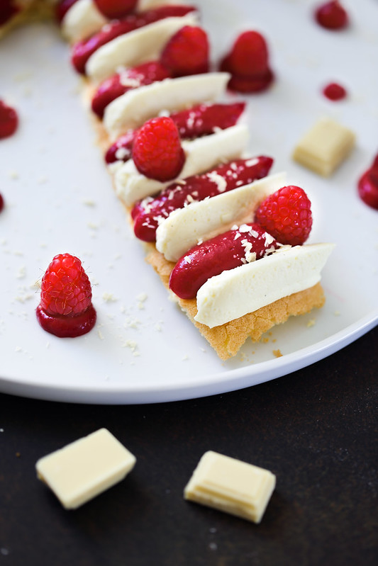 Gateau chiffre creme framboise ganache chocolat blanc recette sans gluten