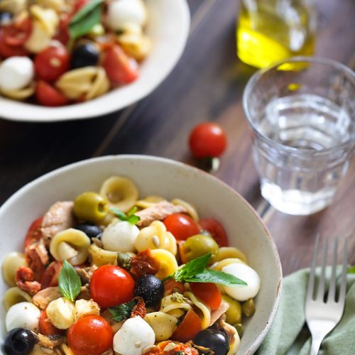 salade pates tomates mozzarella olives thon italienne