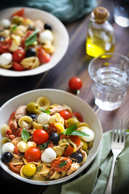 salade pates tomates mozzarella olives thon italienne