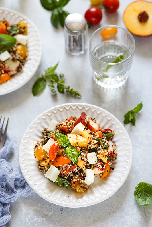 salade quinoa tomate peche mozzarella recette light