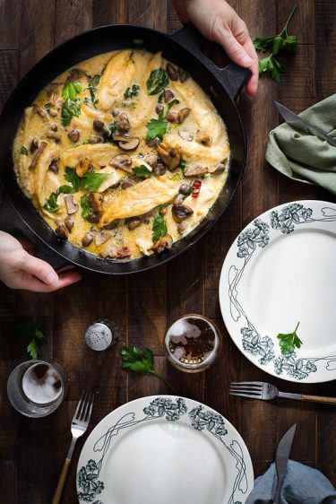 Poulet à la crème et aux champignons - Recette classique facile - Un ...