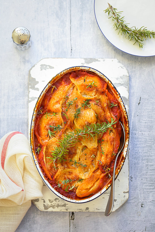 pates conchiglioni farcis courge fromage sauce tomate