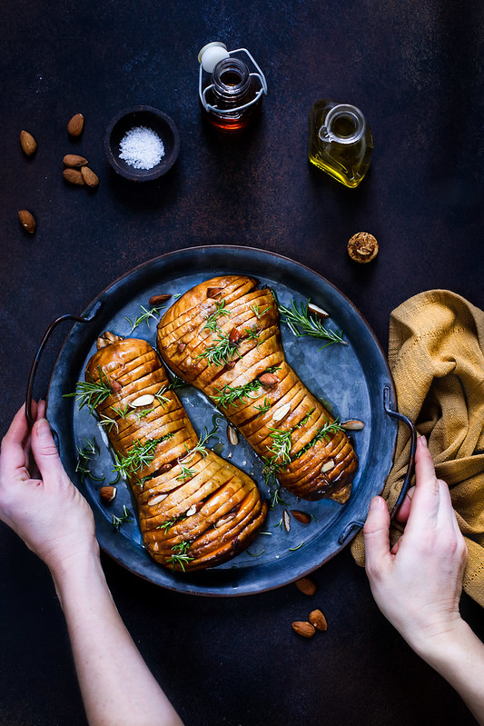 courge butternut rotie four amandes recette