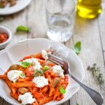 pates poivrons burrata recette italienne vegetarienne