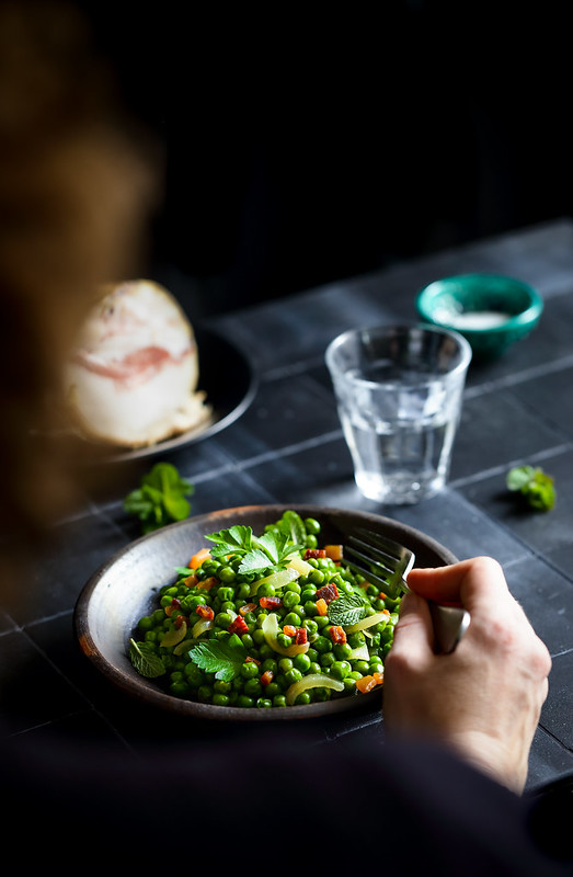 petits pois sautes guanciale recette romaine