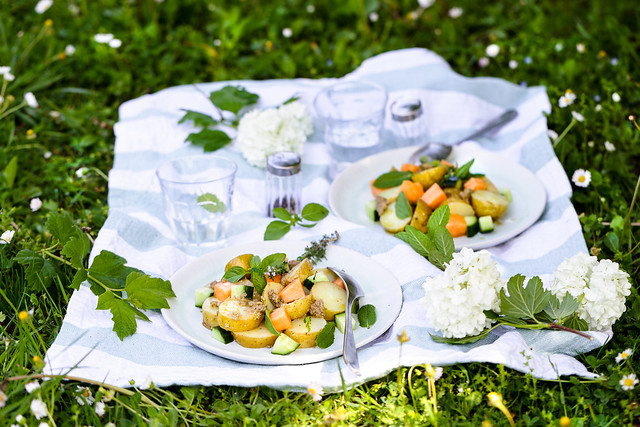 salae pommes de terre primeur tapenade concombre melon recette