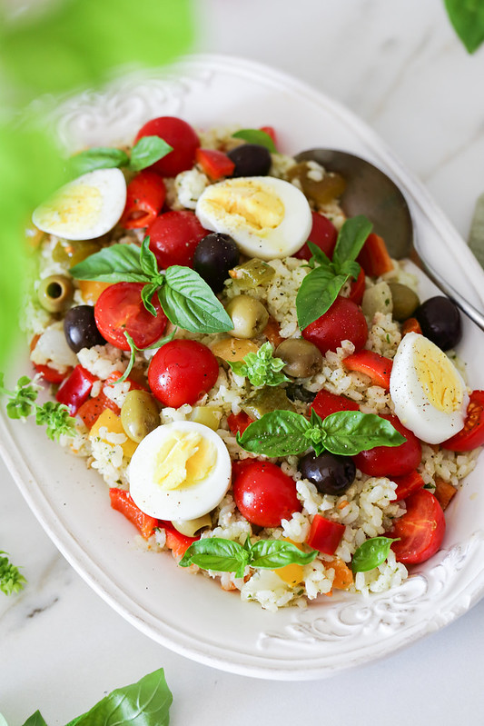 salade riz tomate poivron olives legumes
